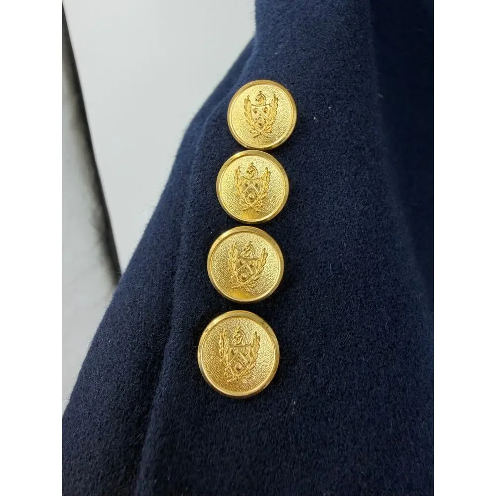 Lands’ End Men’s 38R Navy Blue Wool Blazer Gold Buttons Preppy Trad Ivy League